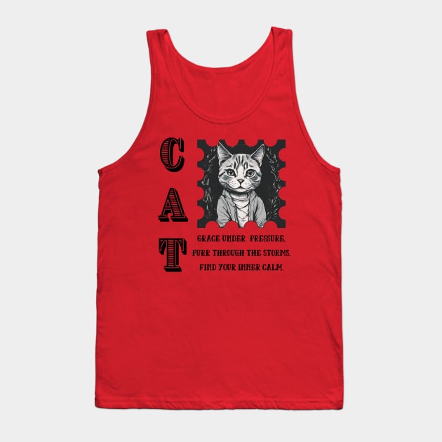Cat Wisdom: Grace Under Pressure. Purr Through The Storm. Find Your Inner Calm Tank Top by Inspire Me 